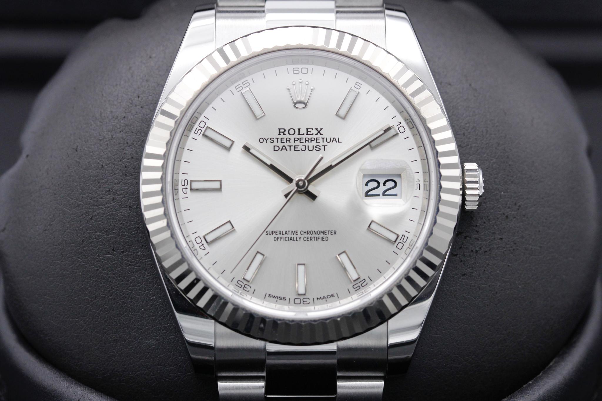 Rolex Datejust 41 Stainless Steel & White Gold - Black Index Dial - Fluted Bezel (Ref#126334)