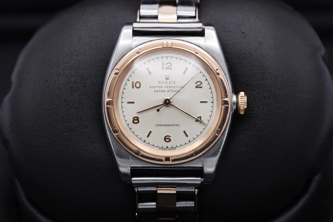 Rolex Oyster Perpetual Bubble Back Double Signed "Beyer Zurich" 3372
