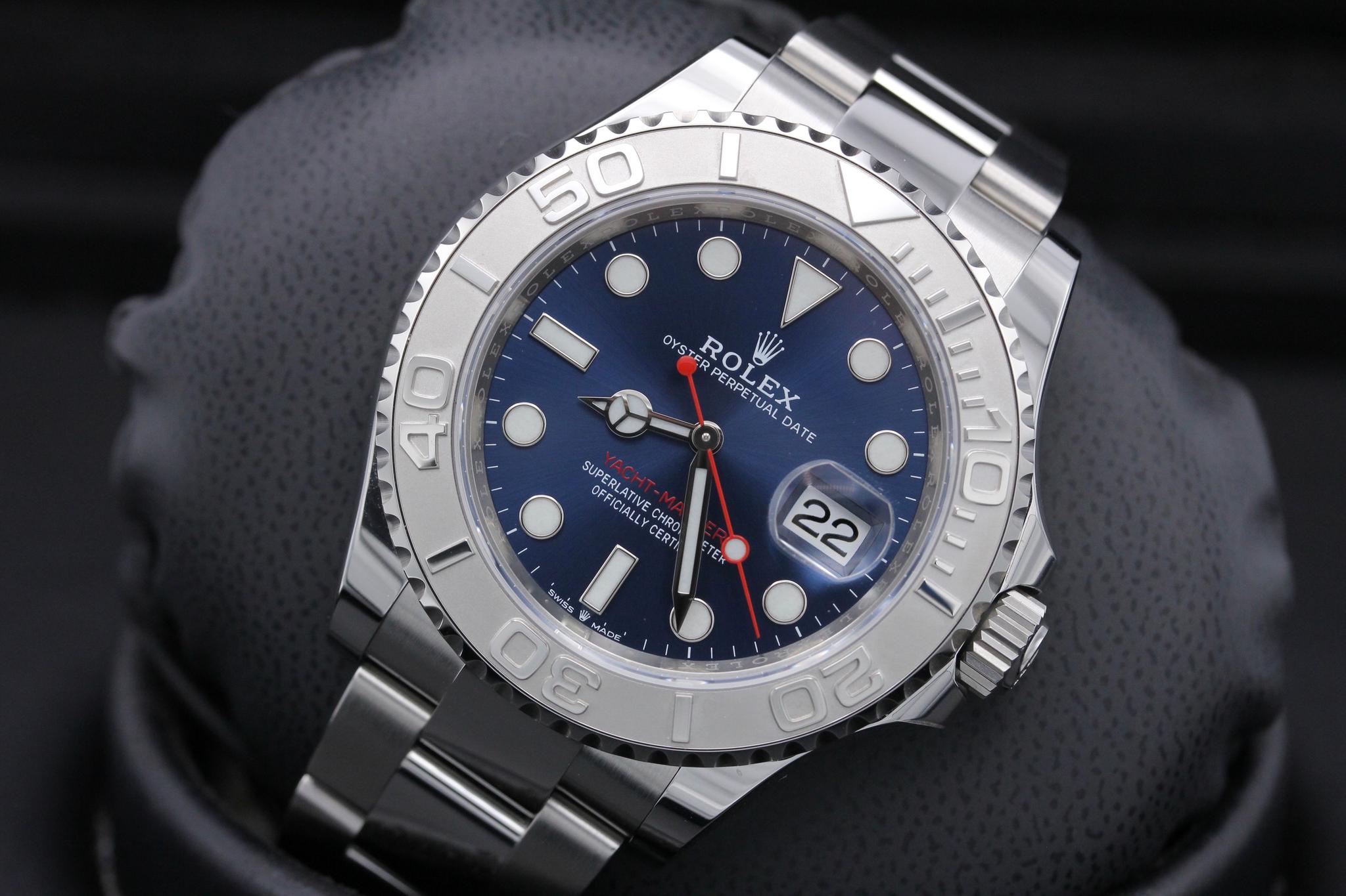 Rolex Yacht-Master 40 116622 Blue Dial Platinum Bezel with Blue Rubber-B  And Original Oyster Band