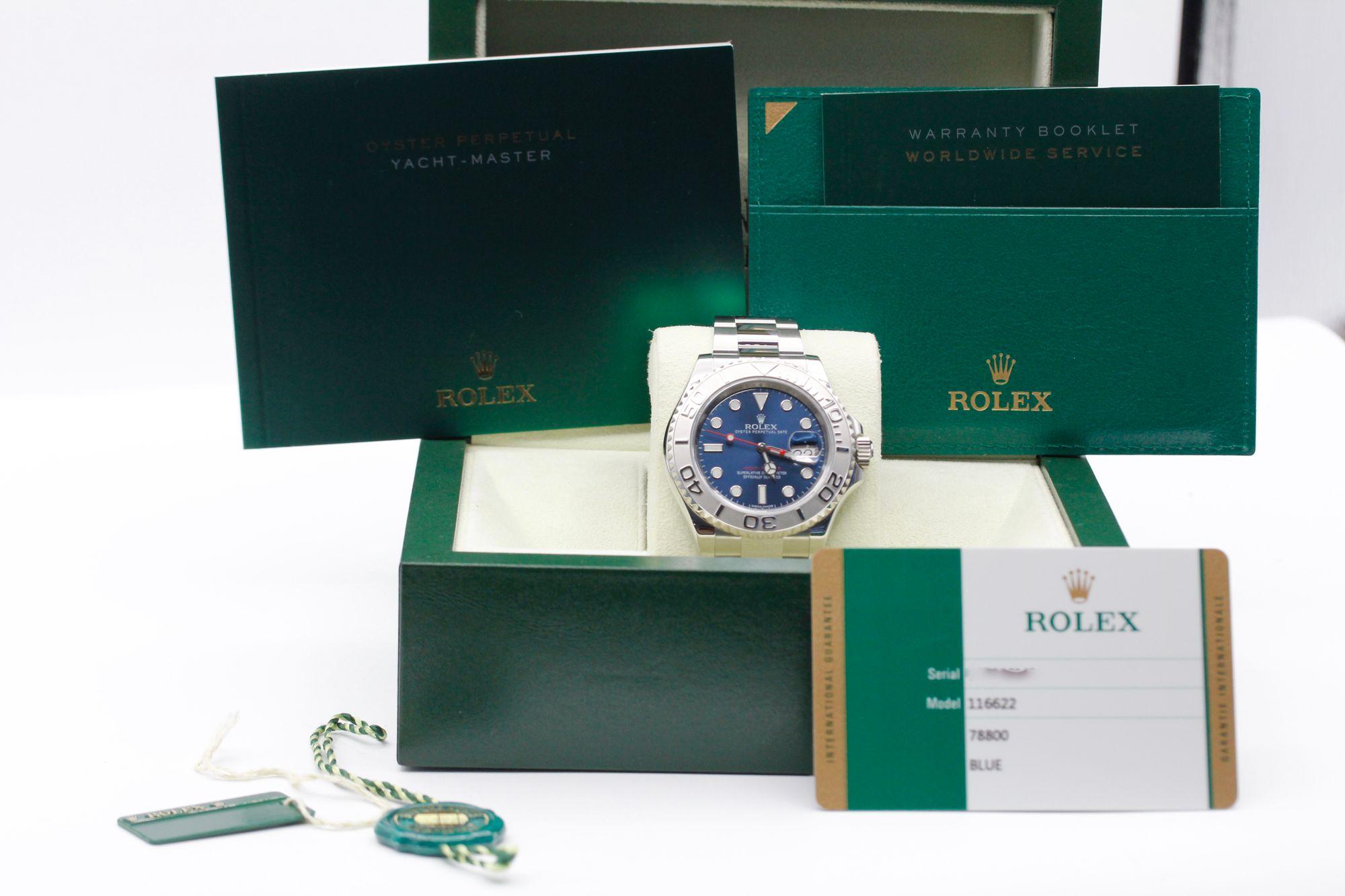Rolex Yacht-Master 40 116622 Blue Dial Platinum Bezel with Blue Rubber-B and Original Oyster Band